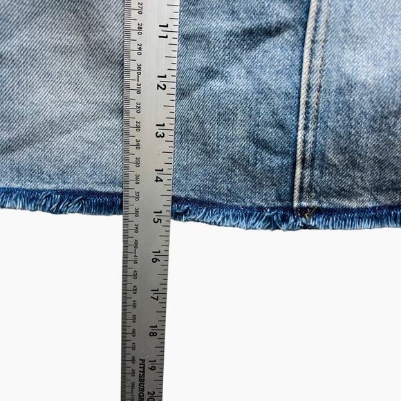 Frame Denim Frayed Mini Denim Skirt Sawyer Size 25 - Picture 10 of 11